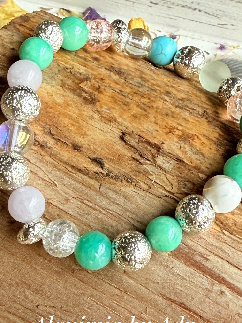 Alquimia Turquoise and Silver Beaded Stretch Bracelet